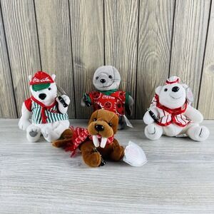 Vintage 1997- 1999 Coca Cola Bean Bag Plush Lot Of 4 Collectible
